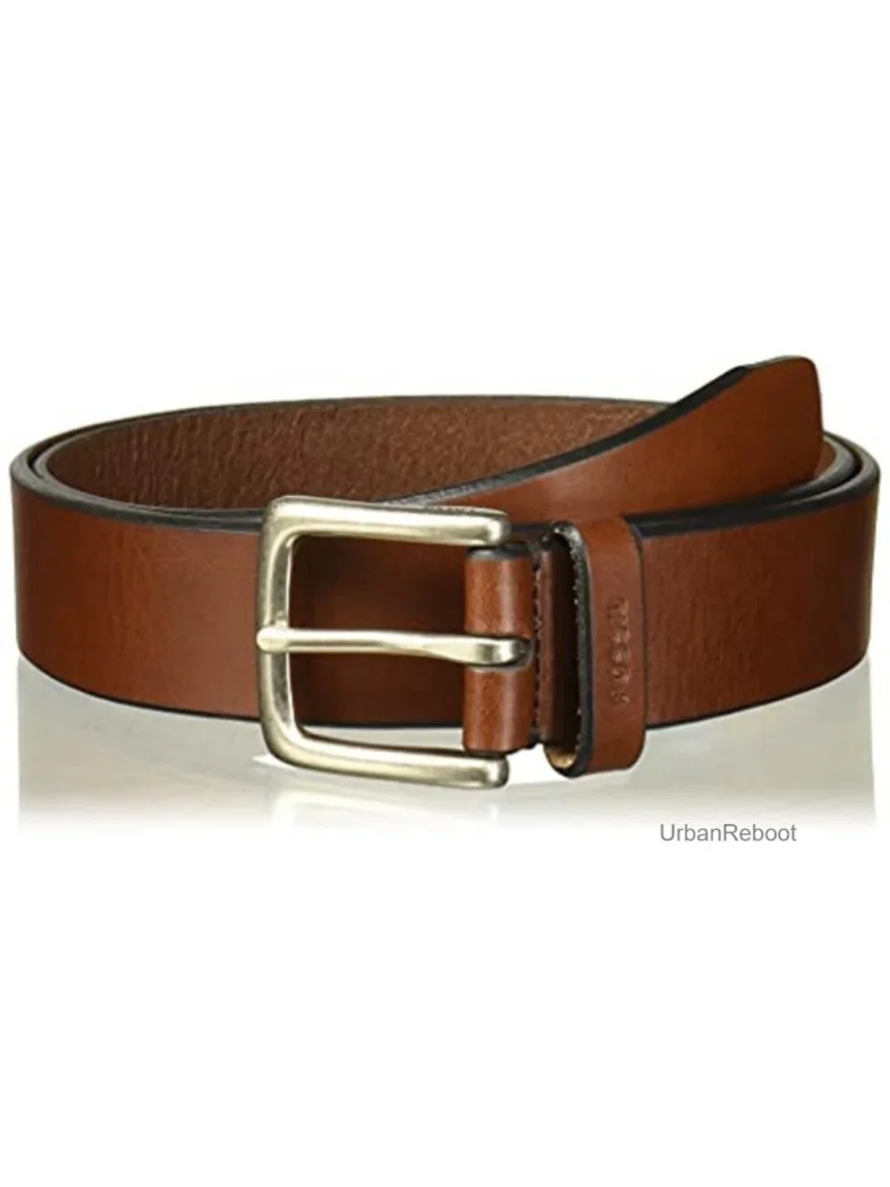 Genuine Leather Men's Dress Belt with Nickel Roller Buckle